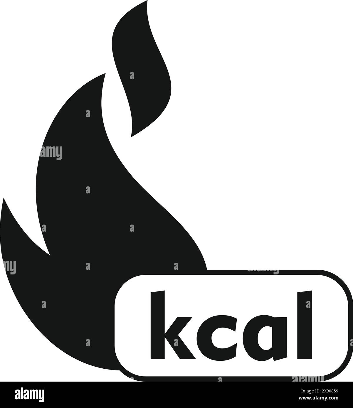 Illustration stylisée d'une flamme avec texte en kcal, symbolisant la combustion de calories ou la dépense d'énergie Illustration de Vecteur