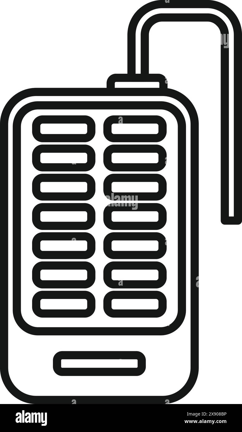 Dessin au trait simple d'un walkietalkie portatif, adapté aux icônes et au matériel didactique Illustration de Vecteur