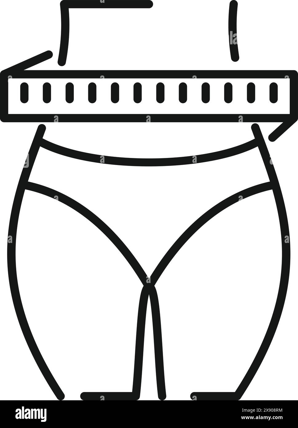 Icône d'art de trait d'un ruban à mesurer autour d'une taille, symbolisant la perte de poids et la forme physique Illustration de Vecteur