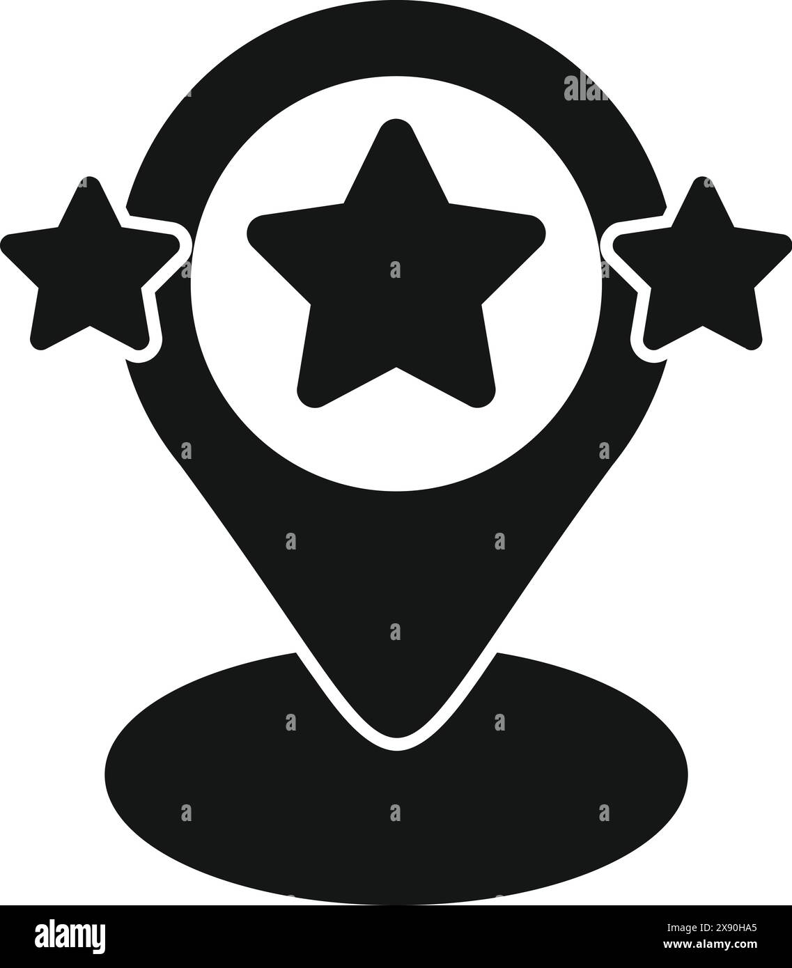 Iconographie simplifiée d'une épingle de carte avec trois étoiles, indiquant un lieu d'intérêt ou une note de qualité Illustration de Vecteur