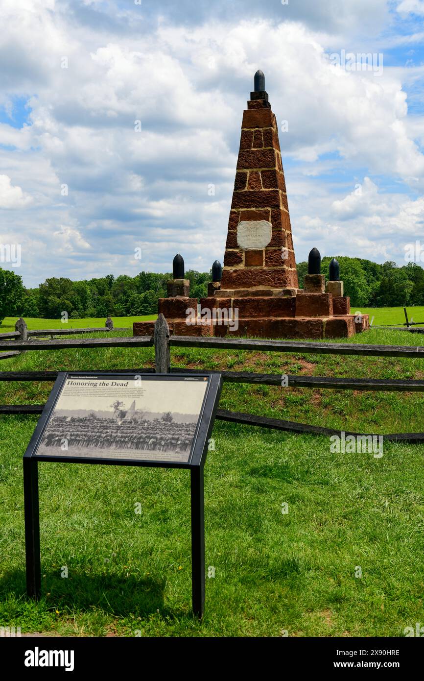 États-Unis Virginie Manassas États-Unis guerre de Sécession la bataille de Bull Run la première bataille de la guerre de Sécession du nord de la Virginie Monument to Fallen Union Banque D'Images