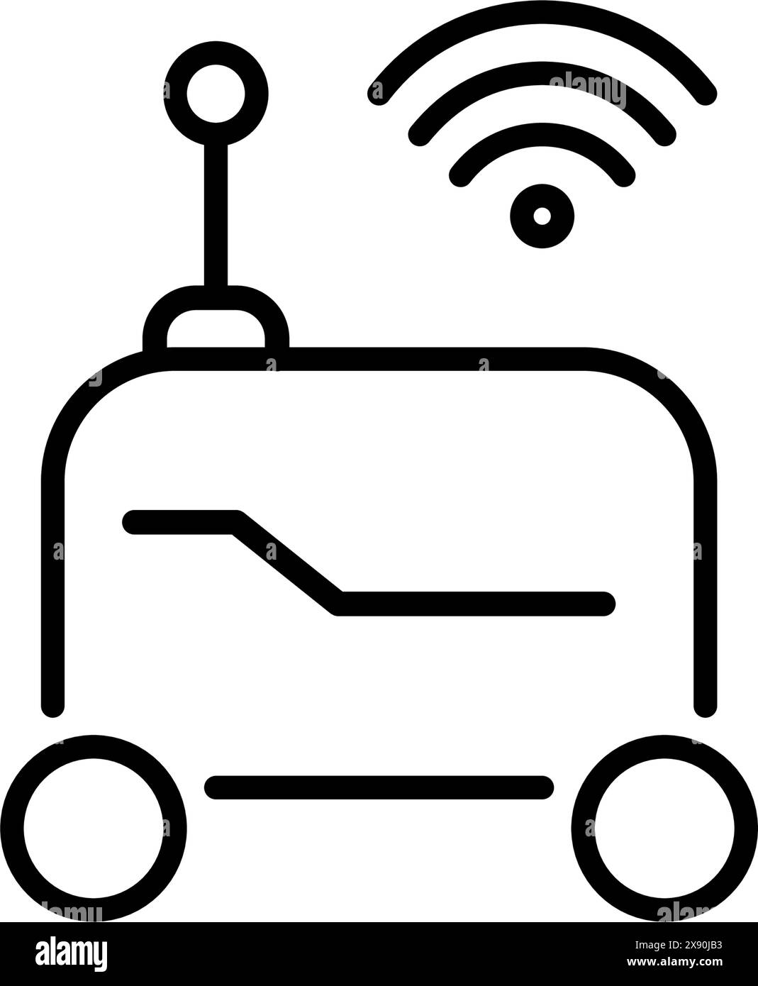 Robot sur roues de livraison et wifi. Véhicule autonome de livraison du dernier kilomètre. Pixel Perfect, icône de vecteur de contour modifiable Illustration de Vecteur