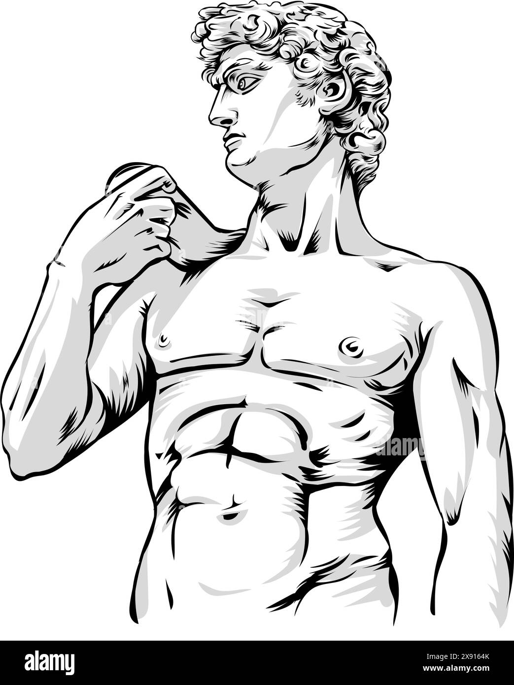 David de Michelangelos sculpture vintage dessin au trait ou gravure illustration. dessin de main vectorielle Illustration de Vecteur
