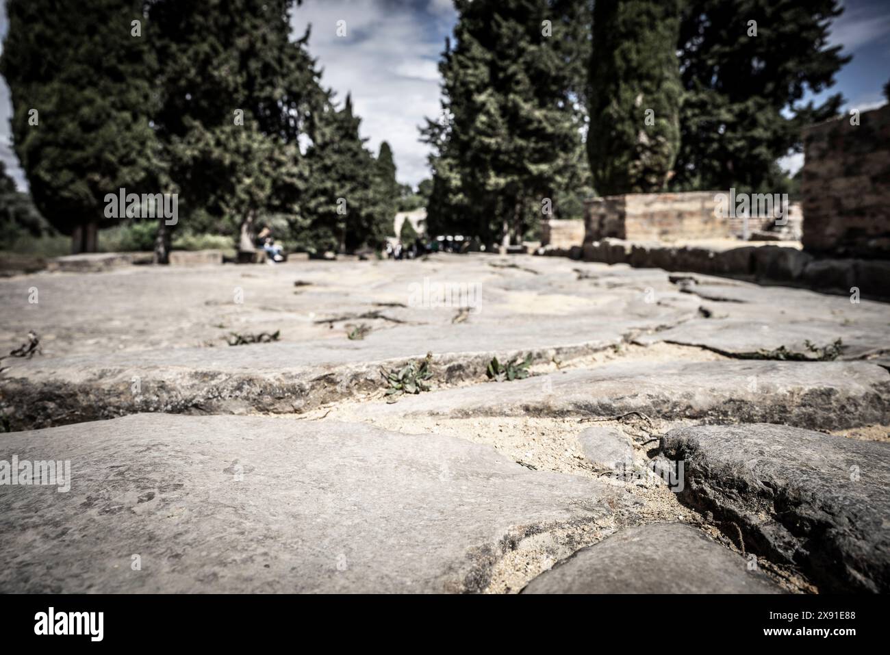 Italica, voie romaine à Cañada Honda, ancienne ville romaine, 206 av. J.-C., Andalousie, Espagne Banque D'Images