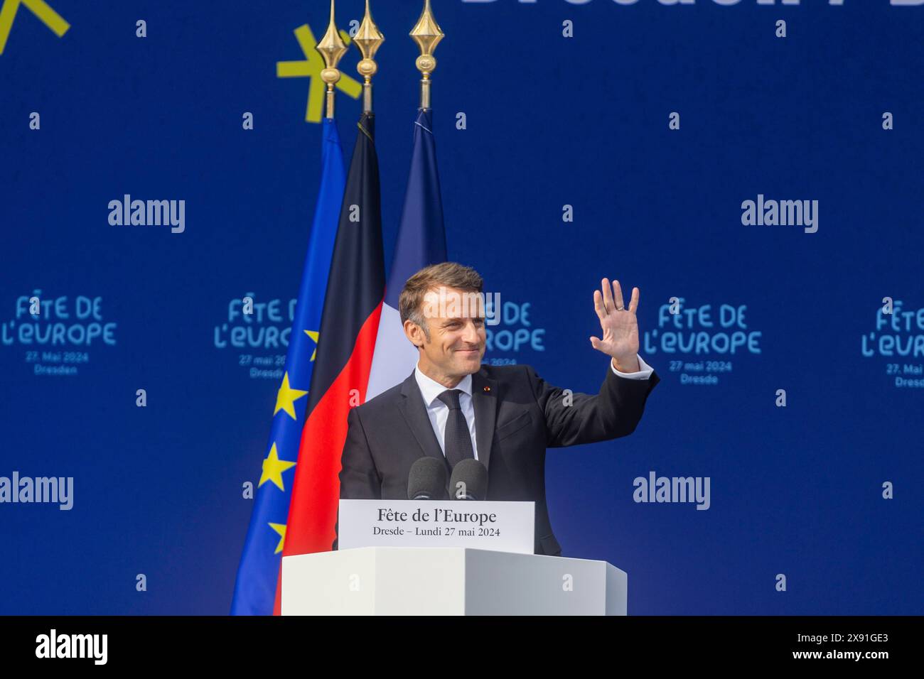 Le président français Emmanuel Macron visite la République fédérale d'Allemagne à l'invitation du président fédéral Frank-Walter Steinmeier et s'arrête Banque D'Images