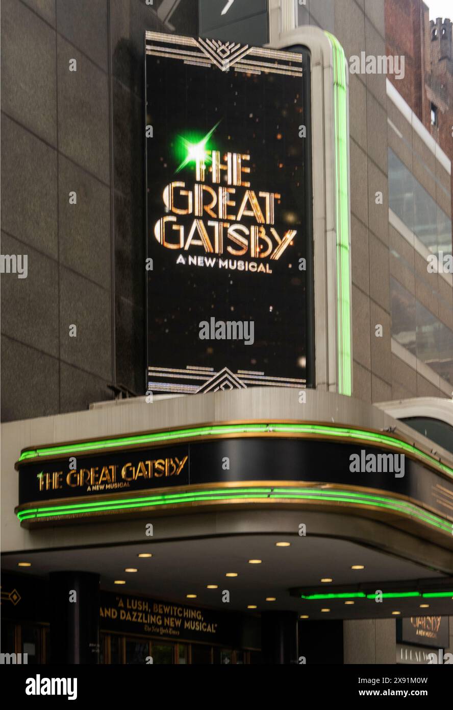 Le panneau musical Great Gatsby dans le quartier des théâtres de Broadway à Manhattan NYC Banque D'Images