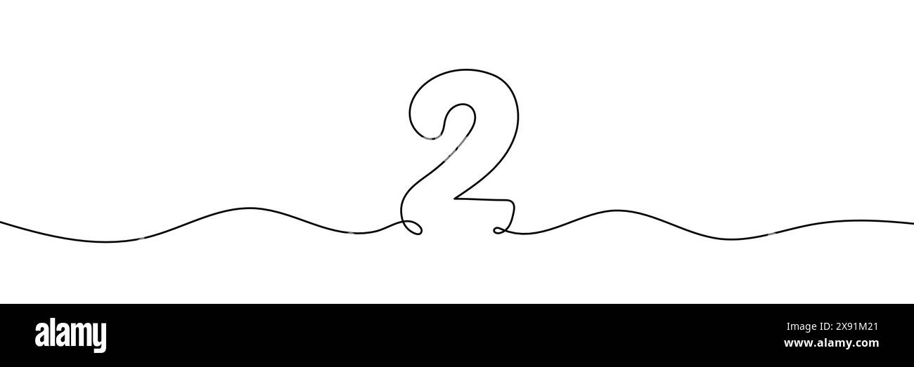 Le numéro 2 est dessiné par un dessin au trait continu. Ligne modifiable. Illustration vectorielle Illustration de Vecteur