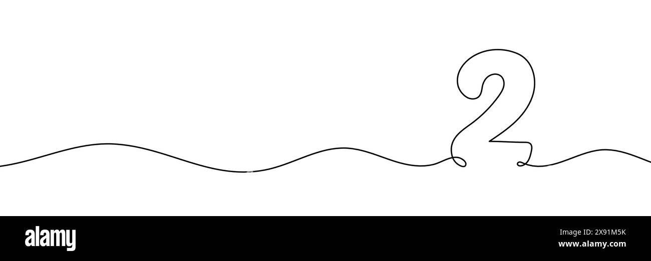 Le numéro 2 est dessiné par un dessin au trait continu. Ligne modifiable. Illustration vectorielle Illustration de Vecteur