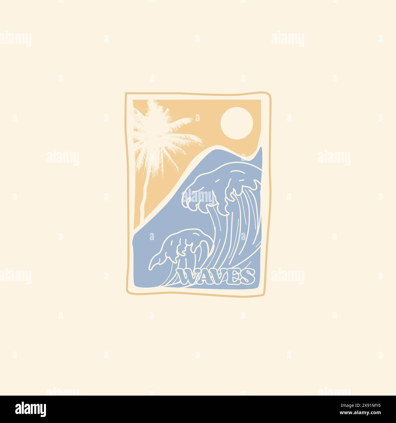 Motif t-shirt Summer Beach Sunset Waves tropical Illustration de Vecteur