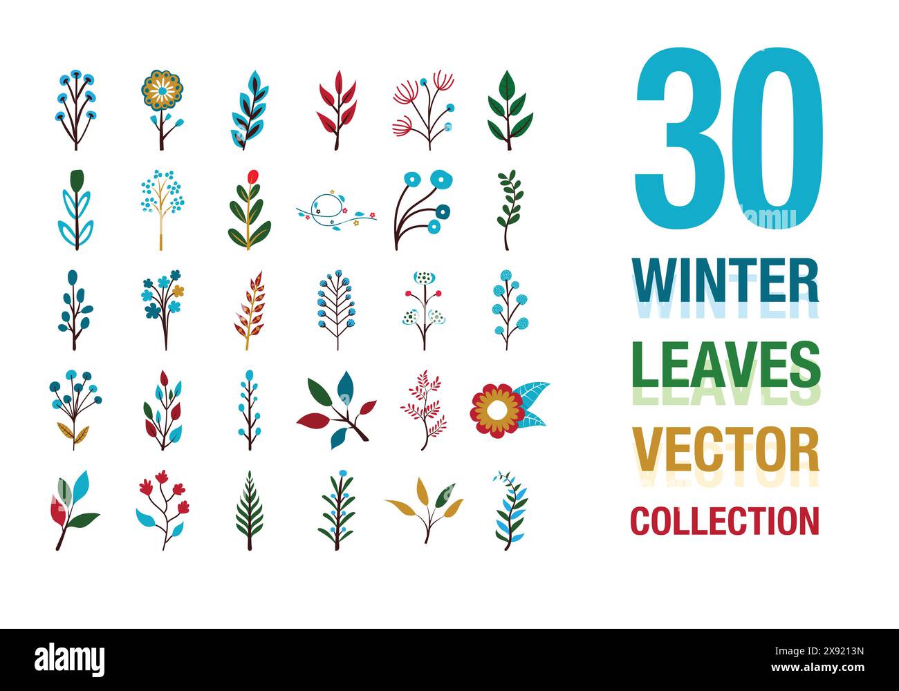Vecteurs d'icônes de belles feuilles d'hiver – Améliorez le décor saisonnier, les projets de vacances, les illustrations de la nature et les conceptions écologiques Illustration de Vecteur