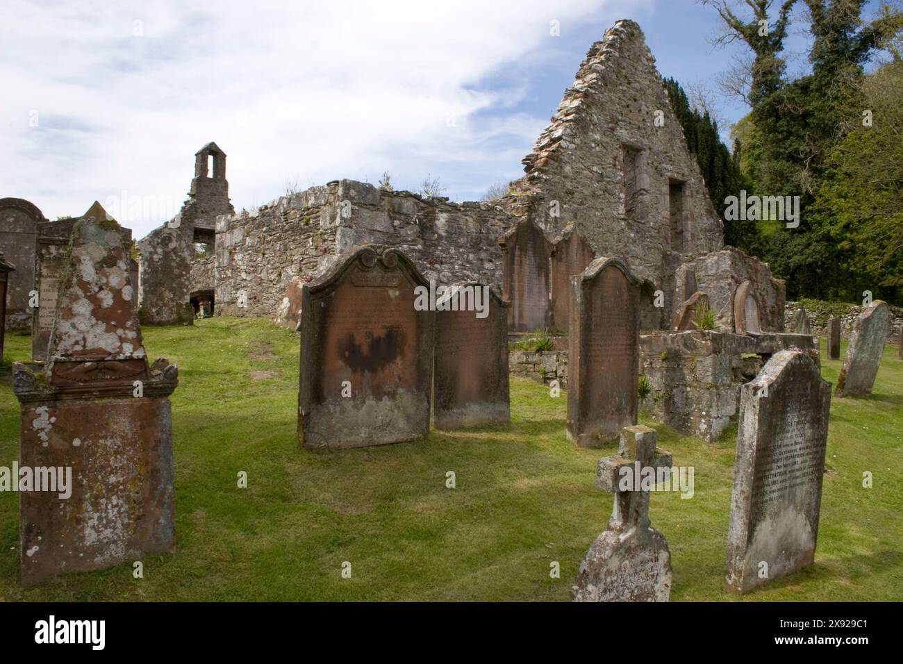 Ruines de l'ancienne église d'Anworth, Castle Douglas, Kirkcudbrightshire. L'église a été le lieu de tournage du film The Wicker Man. en 70. Dumfries & Galloway, Écosse Banque D'Images