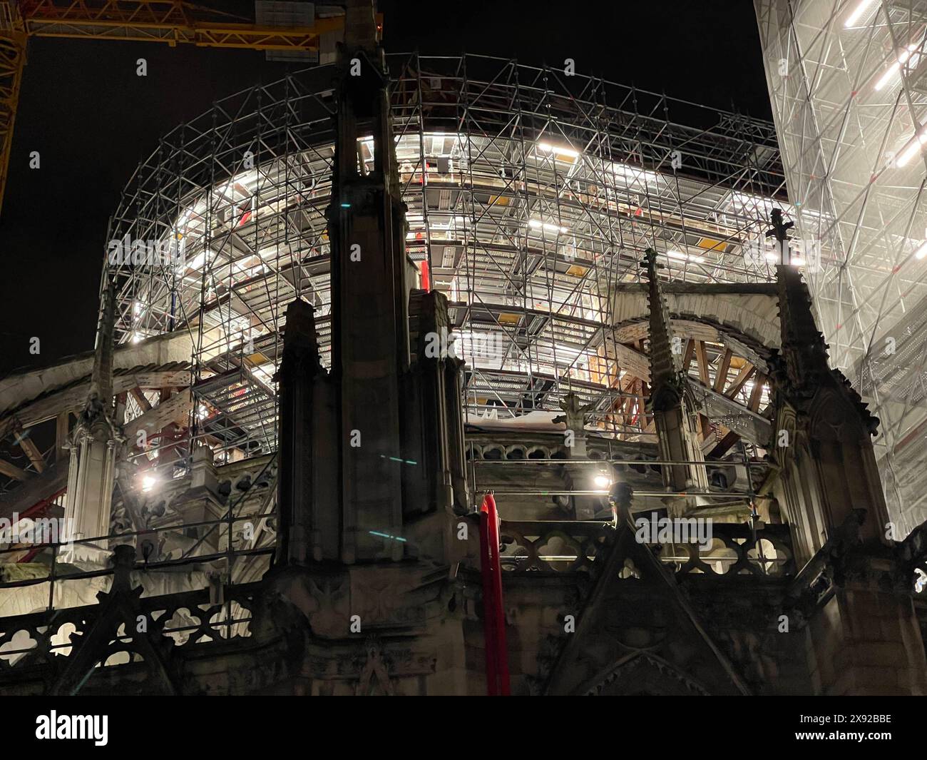 Échafaudage pour la restauration de la cathédrale notre-Dame de Paris en France après l'incendie du 15 avril 2019. Restauration de notre-Dame de Paris 016831 029 Banque D'Images