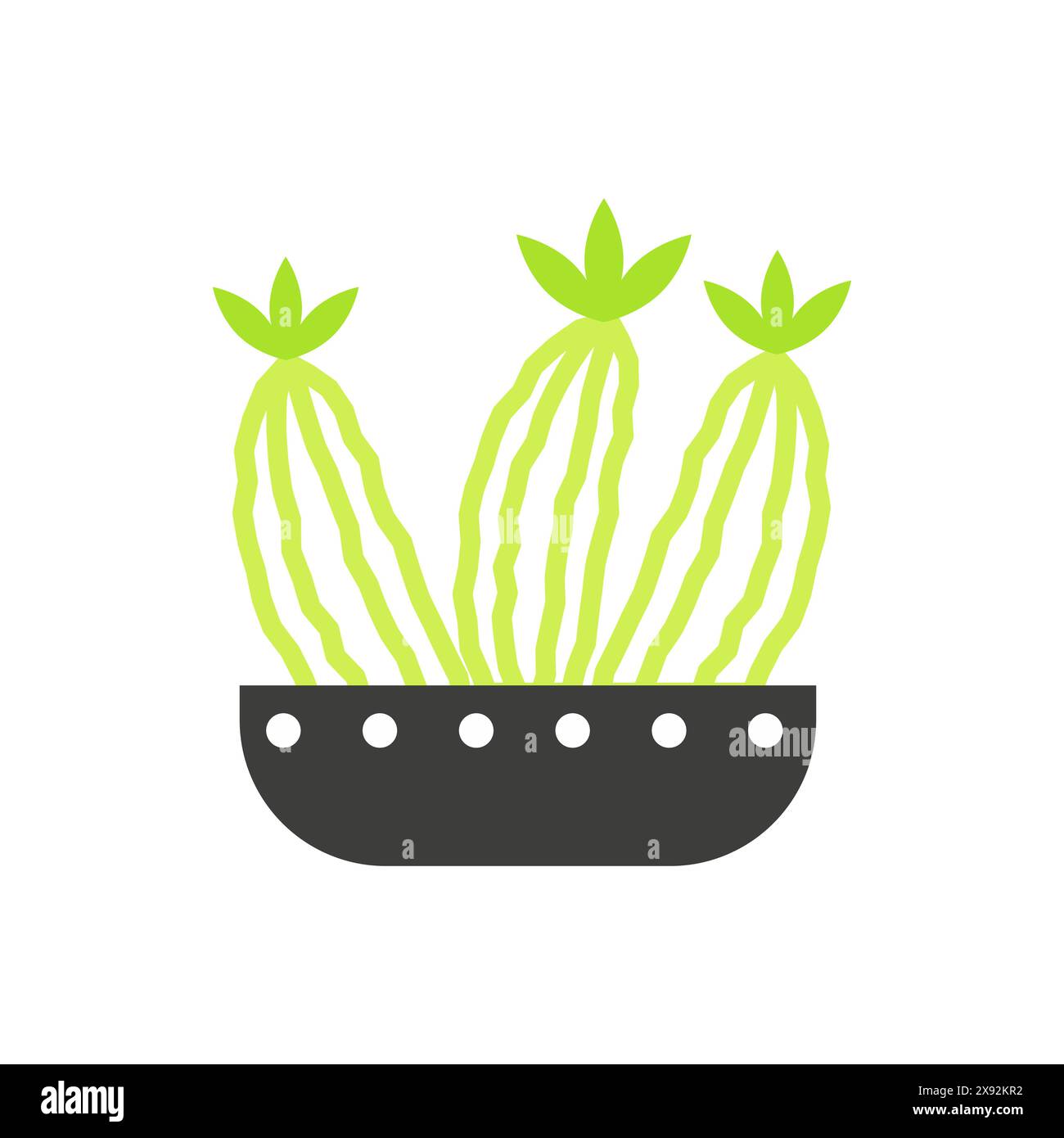 Pot de cactus, plante succulente pour la décoration de la maison ou du bureau, illustration vectorielle d'icône de ligne noire et verte Illustration de Vecteur