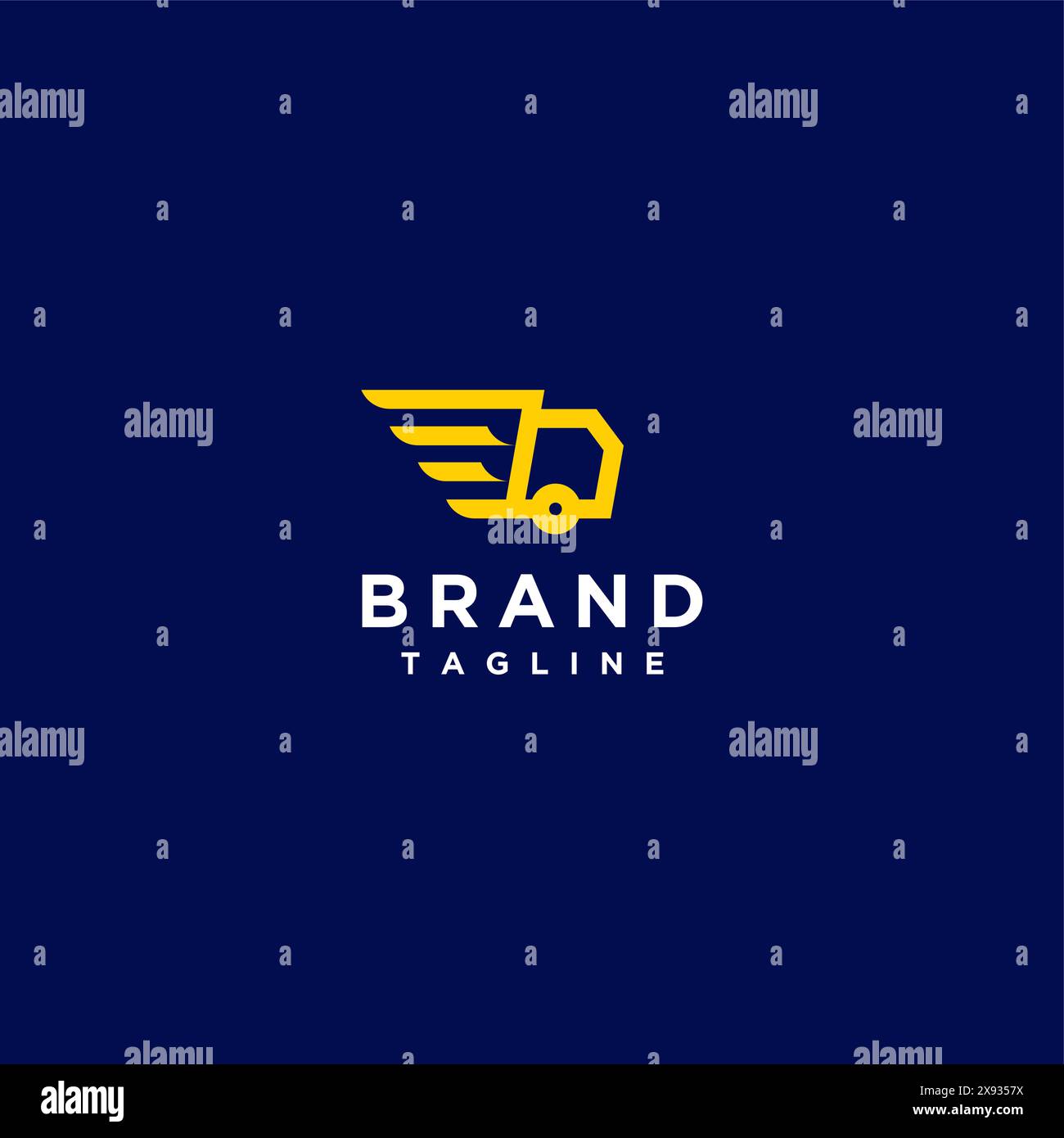 Icône de camion de livraison avec ailes contrastées. Logo de camion de livraison ailé. Illustration de Vecteur