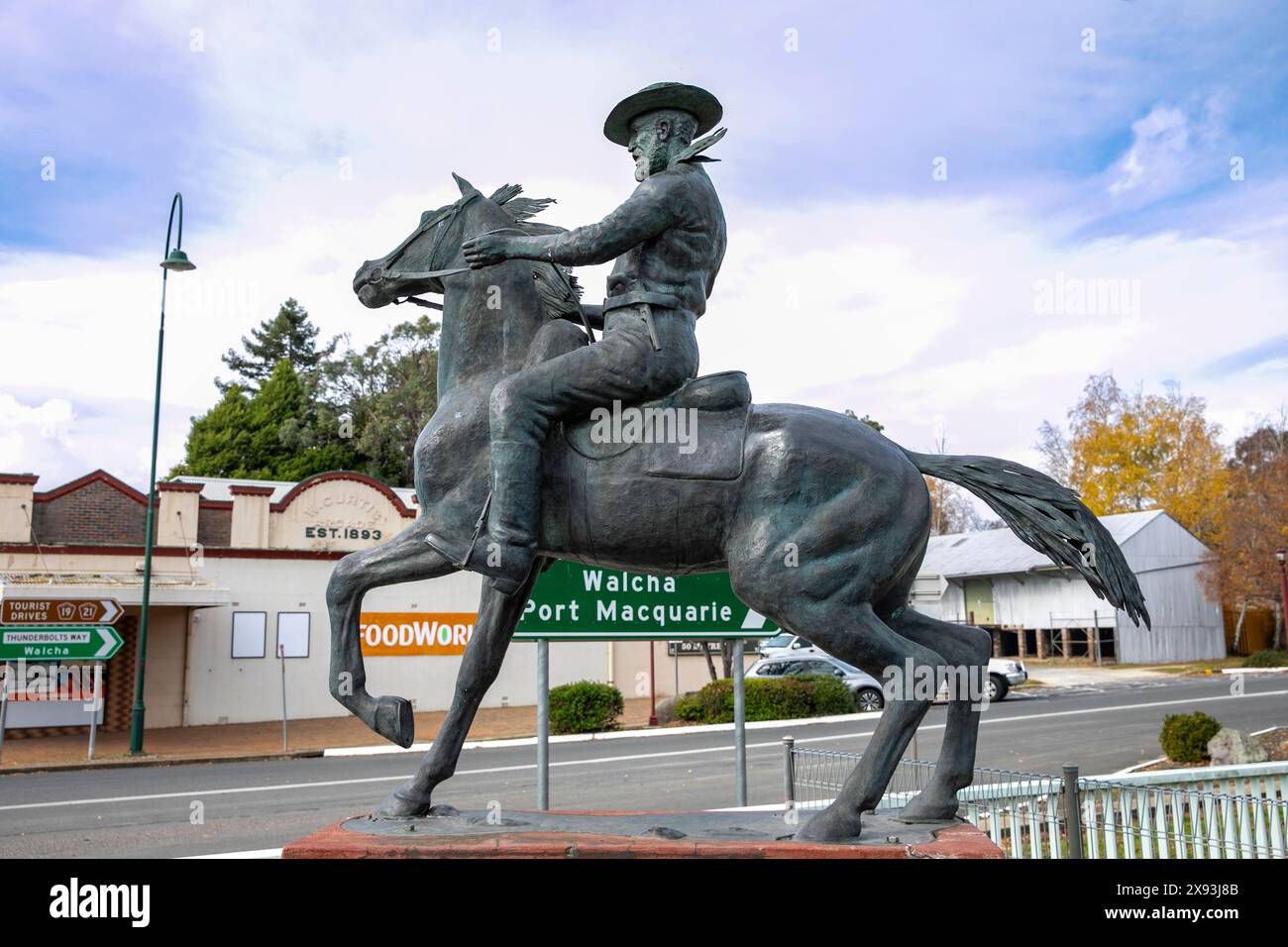 Sculpture du capitaine Thunderbolt à Uralla, dévoilée en 1988, Frederick Wordsworth Ward était un bushranger australien du 19ème siècle qui a été tué en 1870 Banque D'Images