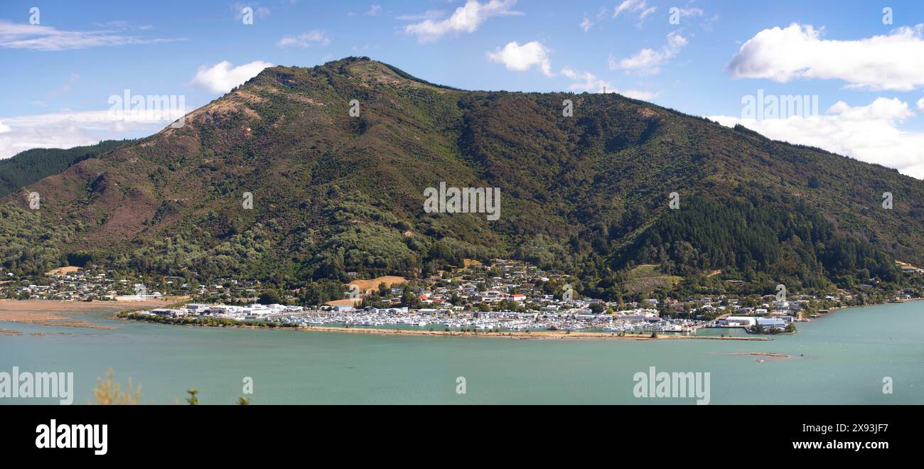 Photo de Tim Cuff. 14 mars 2024 - Havelock Town, entrée des Marlborough Sounds, Nouvelle-Zélande: Banque D'Images