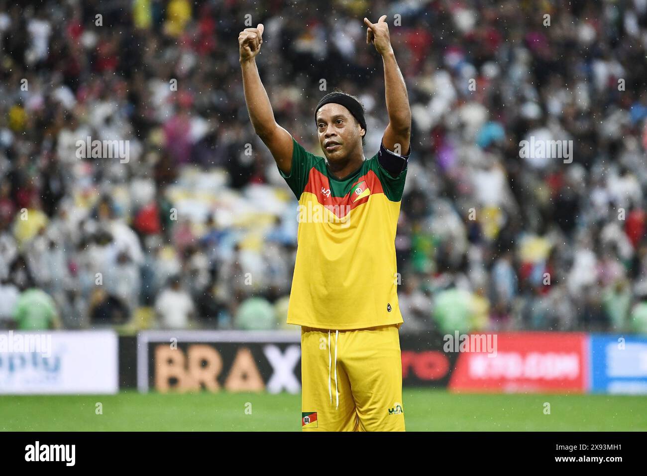 Rio de Janeiro, Brésil, 27 mai 2024. Joueur de football Ronaldinho Gaúcho, lors d'un match de charité pour les victimes des inondations dans le Rio Grande do Sul, à t Banque D'Images