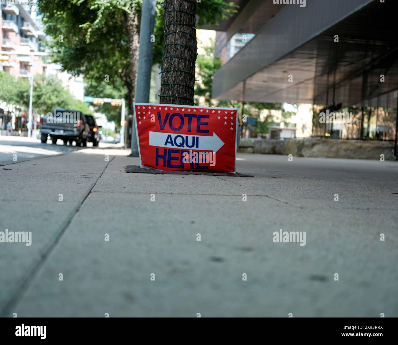 Votez ici signe à Austin, Texas Banque D'Images