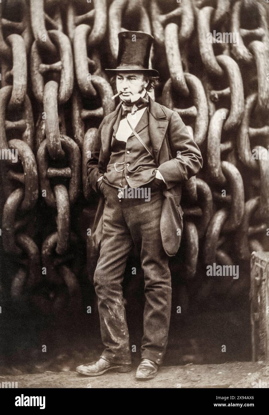 Isambard Kingdom Brunel (1806-1859) et les chaînes de lancement de la SS Great Eastern, portrait de Robert Howlett, 1857 Banque D'Images