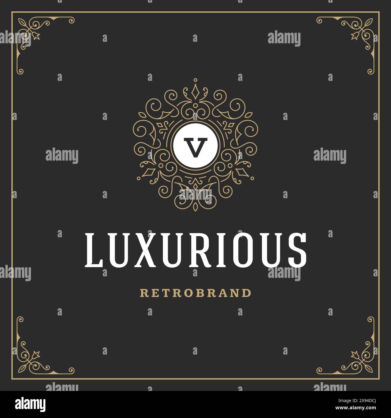 Le vecteur de modèle de conception de logo monogramme d'ornement fleurit le cadre vintage calligraphique. Bon pour Luxury Crest, marque boutique, boutique de mariage, enseigne de l'hôtel. Illustration de Vecteur