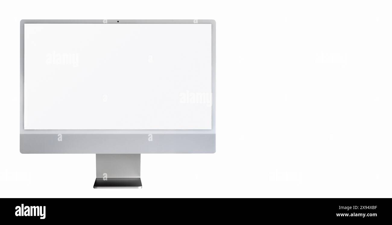 Ecran d'ordinateur isolé avec écran blanc vierge. Maquette de moniteur PC. Banque D'Images