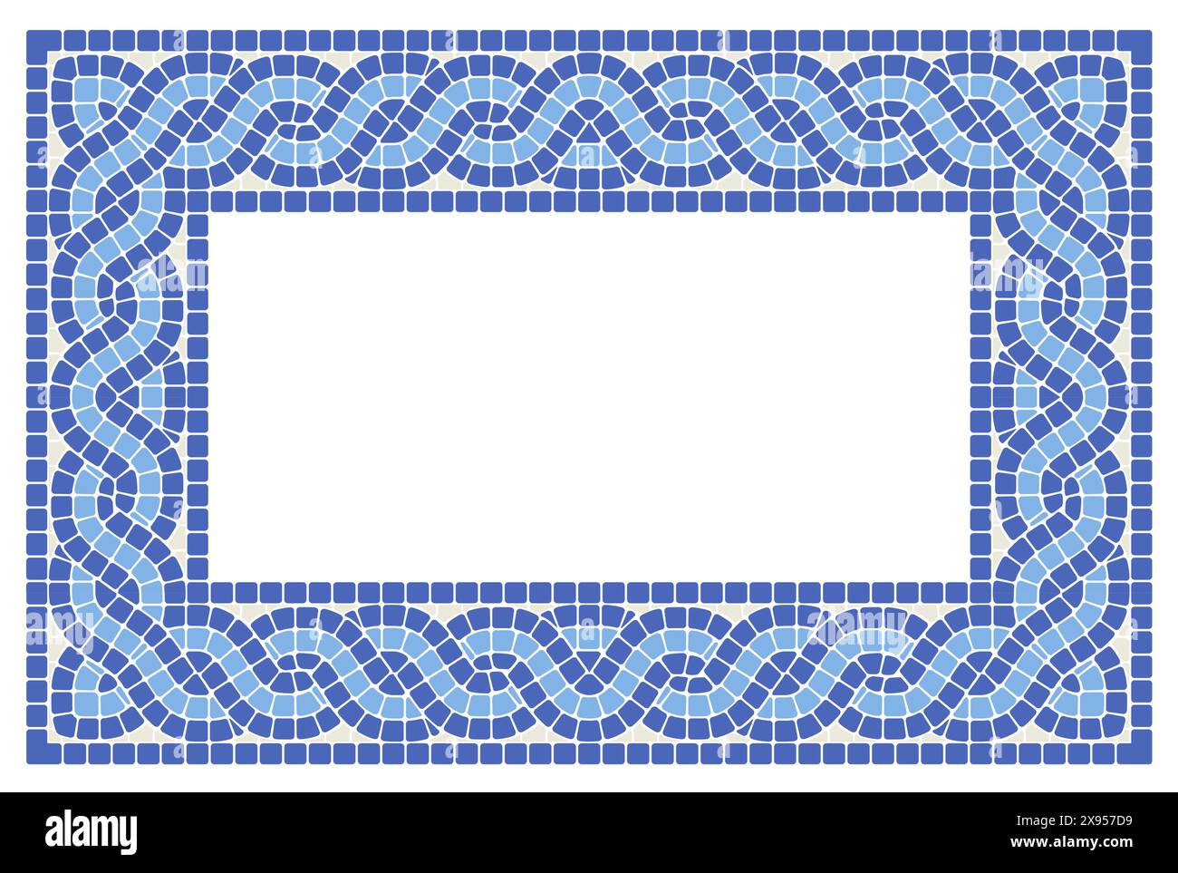 Cadre carré avec tresses de mosaïque entrelacées, motif grec avec bordure de carrelage entrelacée, queues de cochon en mosaïque, vecteur Illustration de Vecteur