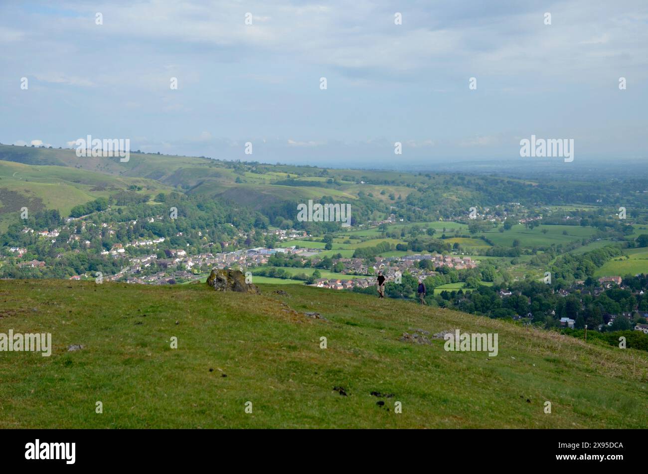 Une vue de Ragleth Hill et Church Stretton dans les collines du Shropshire Banque D'Images