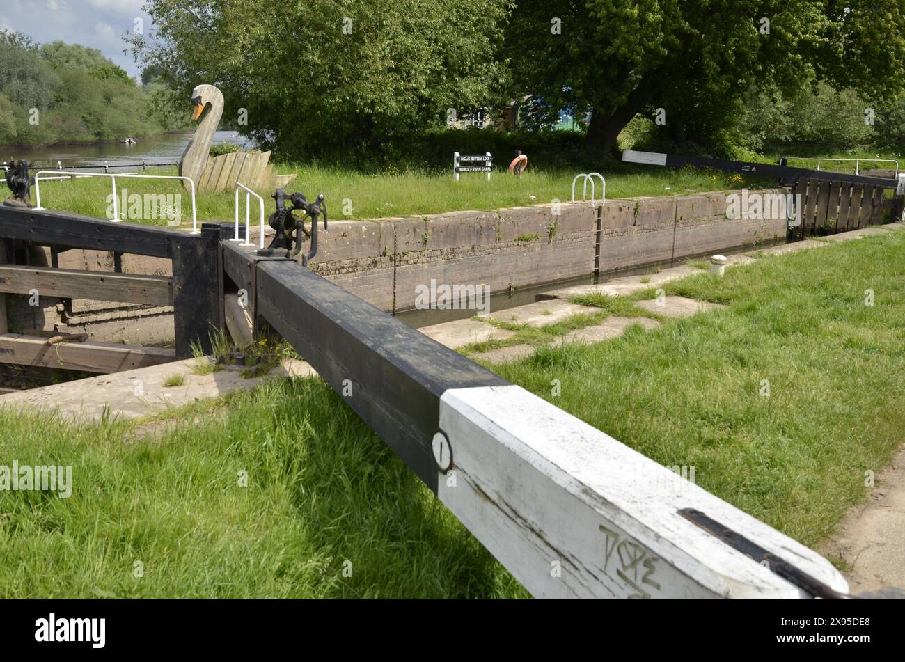 Diglis Basin, la jonction entre la rivière Severn et le canal de Worcester et Birmingham à Worcester. Banque D'Images