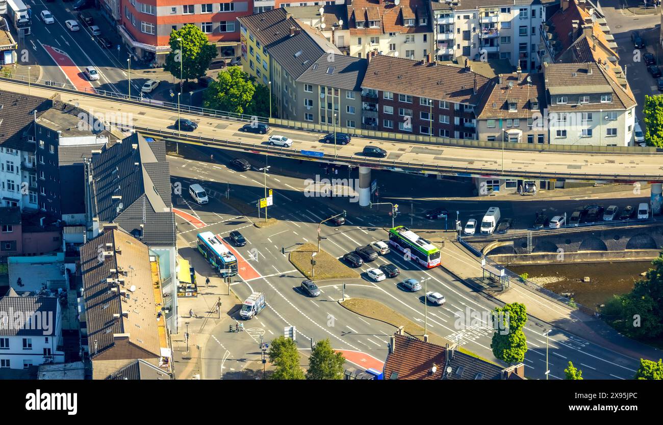 Luftbild, Hochstraße Eckeseyer Straße, Altenhagener Brücke, Bundesstraße B54, Altenhagen, Hagen, Ruhrgebiet, Nordrhein-Westfalen, Deutschland ACHTUNGxMINDESTHONORARx60xEURO *** vue aérienne, route surélevée Eckeseyer Straße, Altenhagener Brücke, route fédérale B54, Altenhagen, Hagen, région de la Ruhr, Rhénanie du Nord-Westphalie, Allemagne ACHTUNGxMINDESTHONORARx60xEURO Banque D'Images