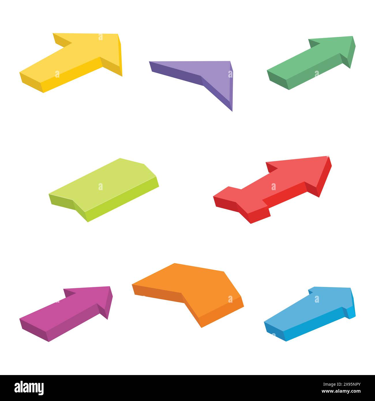 Ensemble de huit flèches isométriques colorées. Illustration vectorielle Illustration de Vecteur