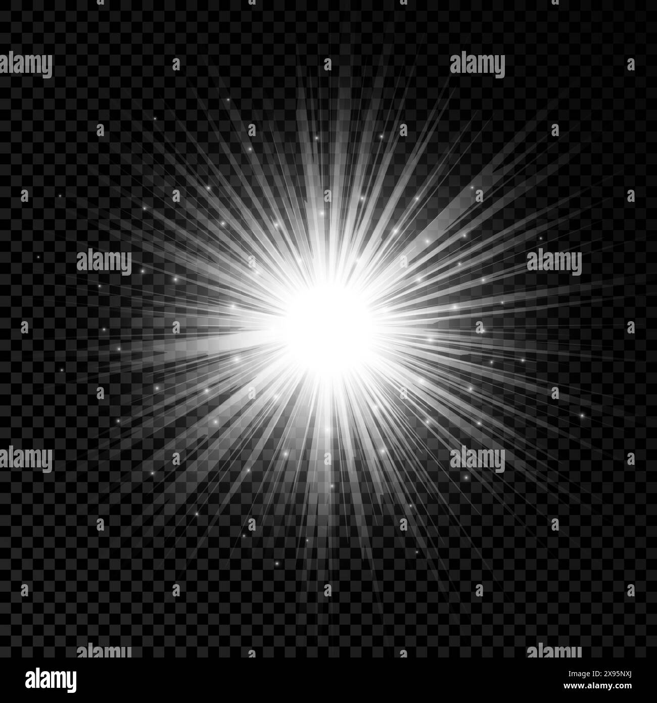 Effet lumineux des reflets de lentille. Lumières blanches brillantes effets d'étoiles avec des étincelles sur un fond transparent. Illustration vectorielle Illustration de Vecteur