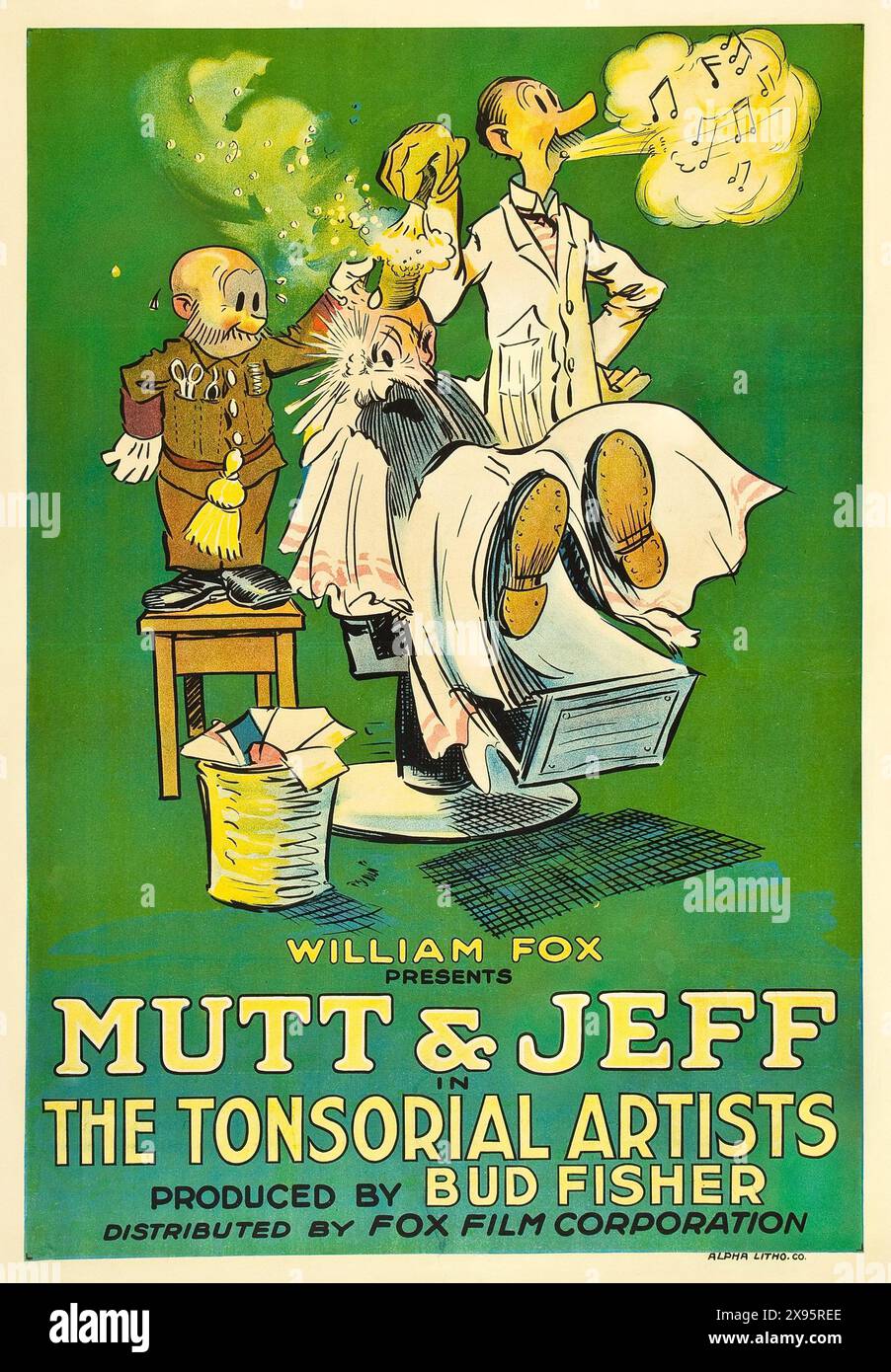 Mutt et Jeff dans 'The Tonsorial Artists' (Fox, 1918) produit par Bud Fisher Banque D'Images