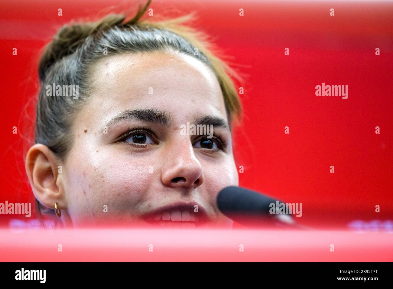 Lena Oberdorf (Deutschland), GER, DFB Frauen Nationalmannschaft Deutschland, UEFA Womens Euro 2025 qualification, Pressekonferenz, Lehrgang, Francfort, DFB Campus, 29.05.2024 Foto : Eibner-Pressefoto/Florian Wiegand Banque D'Images