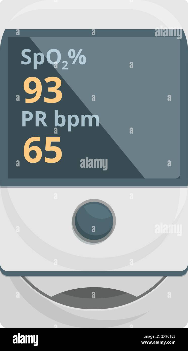 Illustration d'un appareil médical montrant la saturation en oxygène du sang spo2 et la fréquence de pouls Illustration de Vecteur
