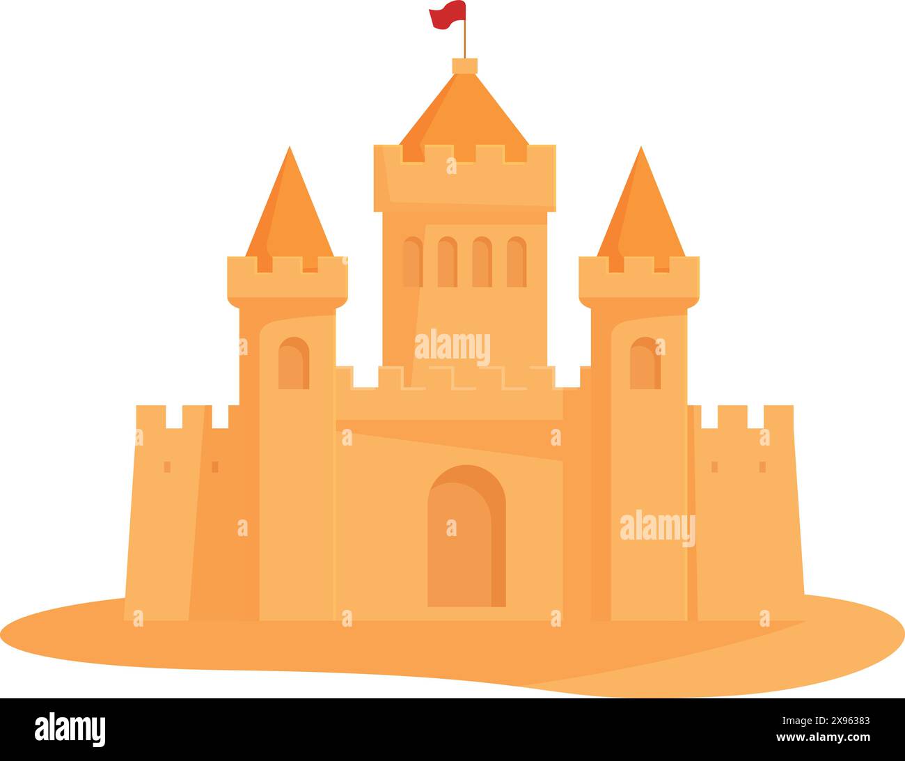 Fantaisiste et enchanteur illustration de château de dessin animé dans un Royaume de fantaisie coloré, ludique et joyeux, parfait pour le livre d'histoires pour enfants, bannière, affiche, art mural, ou clipart Illustration de Vecteur