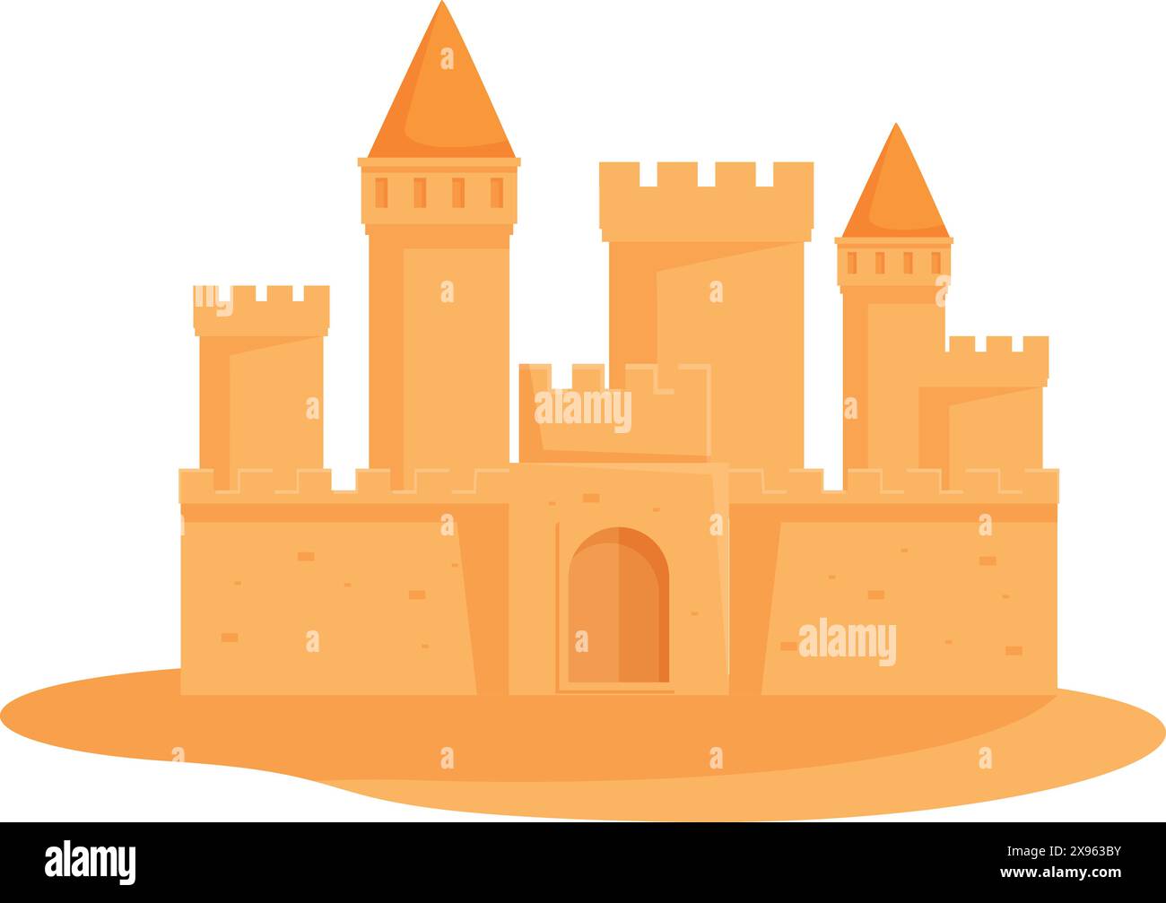 Illustration fantaisiste de château de conte de fées de dessin animé en numérique coloré Parfait pour le livre d'histoires pour enfants. Avec un Royaume enchanté avec magie. Forteresse médiévale. Palace. Tours Illustration de Vecteur