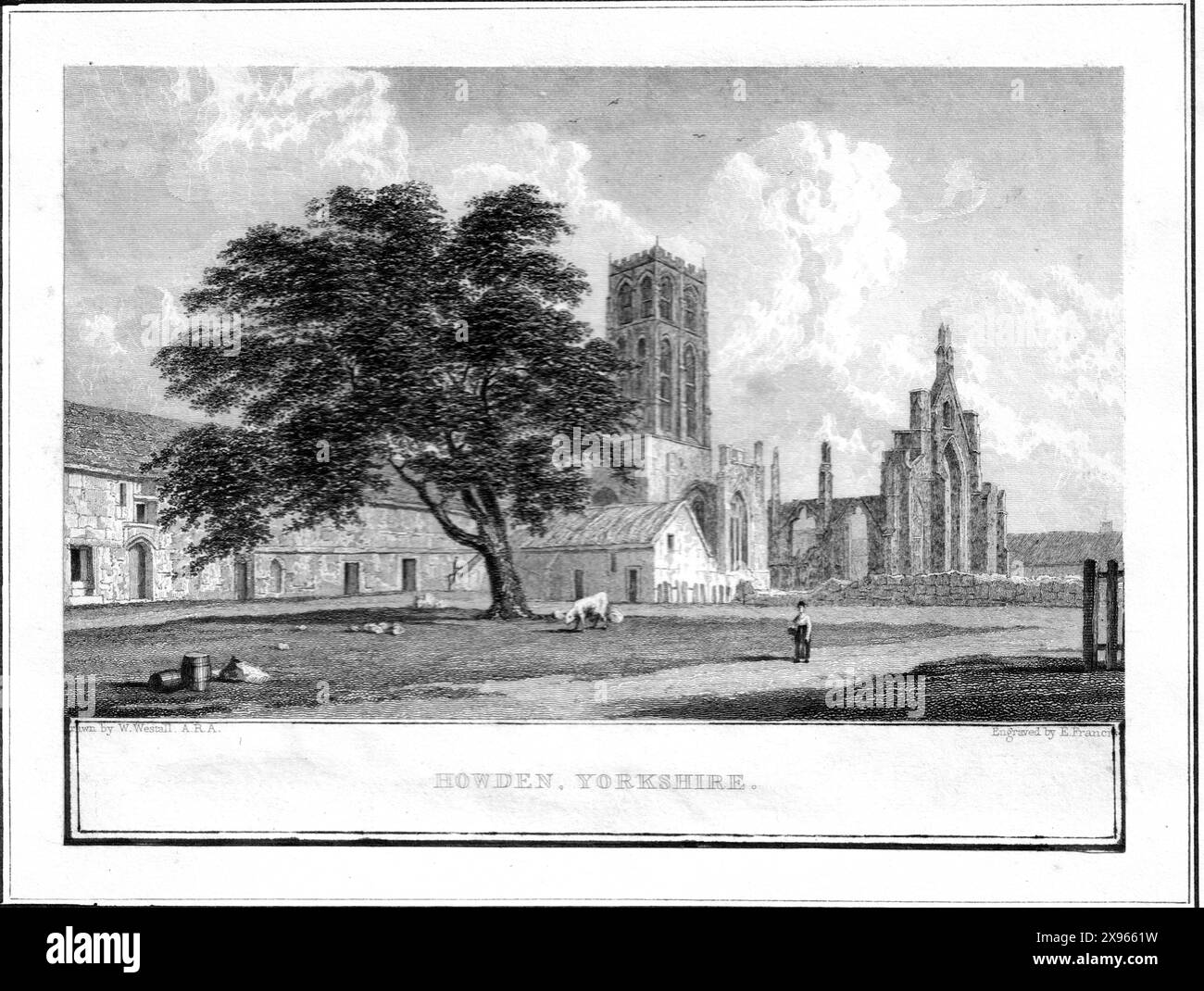 Howden, Yorkshire - gravure d'Edward Francis Finden (1791-1857) d'après William Westall (1781-1850) Banque D'Images