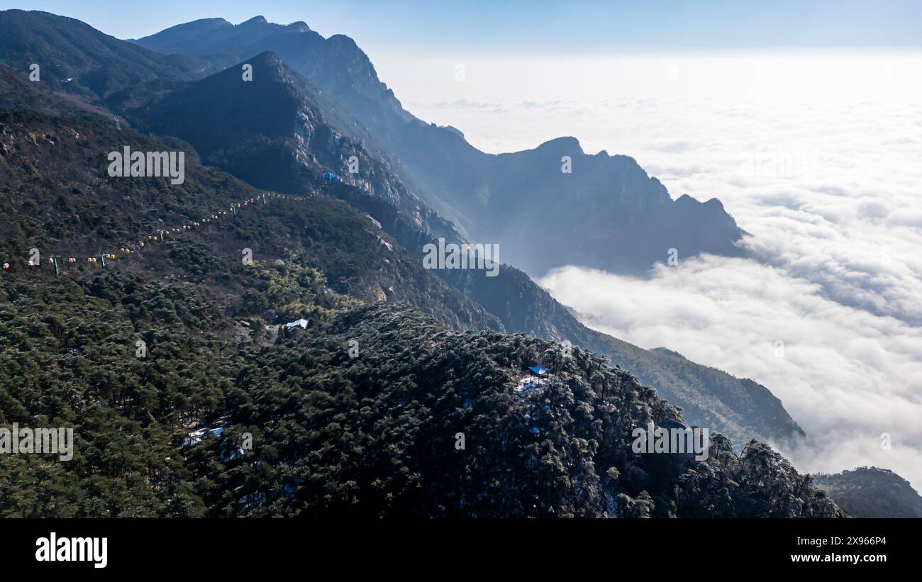 Aérien de Hanpo Pass, Mont lu (Lushan), site du patrimoine mondial de l'UNESCO, Jiujiang, Jiangxi, Chine, Asie Banque D'Images