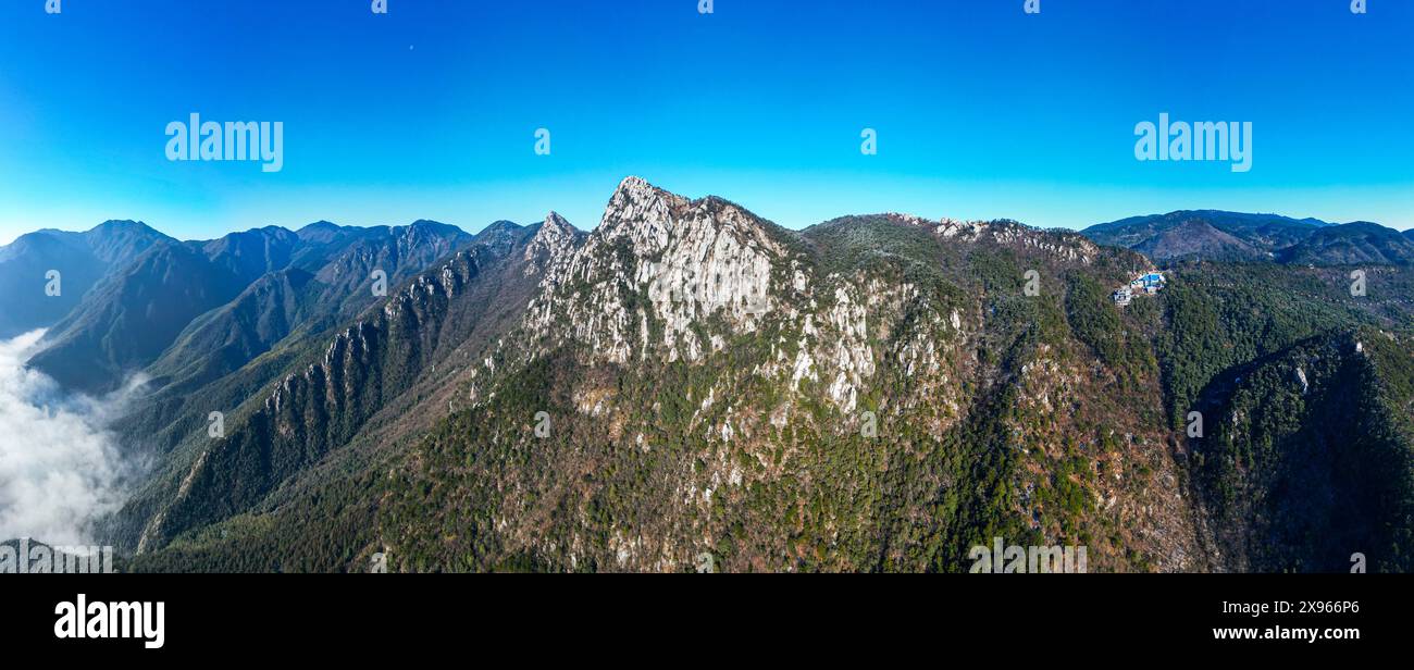 Aérien de Hanpo Pass, Mont lu (Lushan), site du patrimoine mondial de l'UNESCO, Jiujiang, Jiangxi, Chine, Asie Banque D'Images