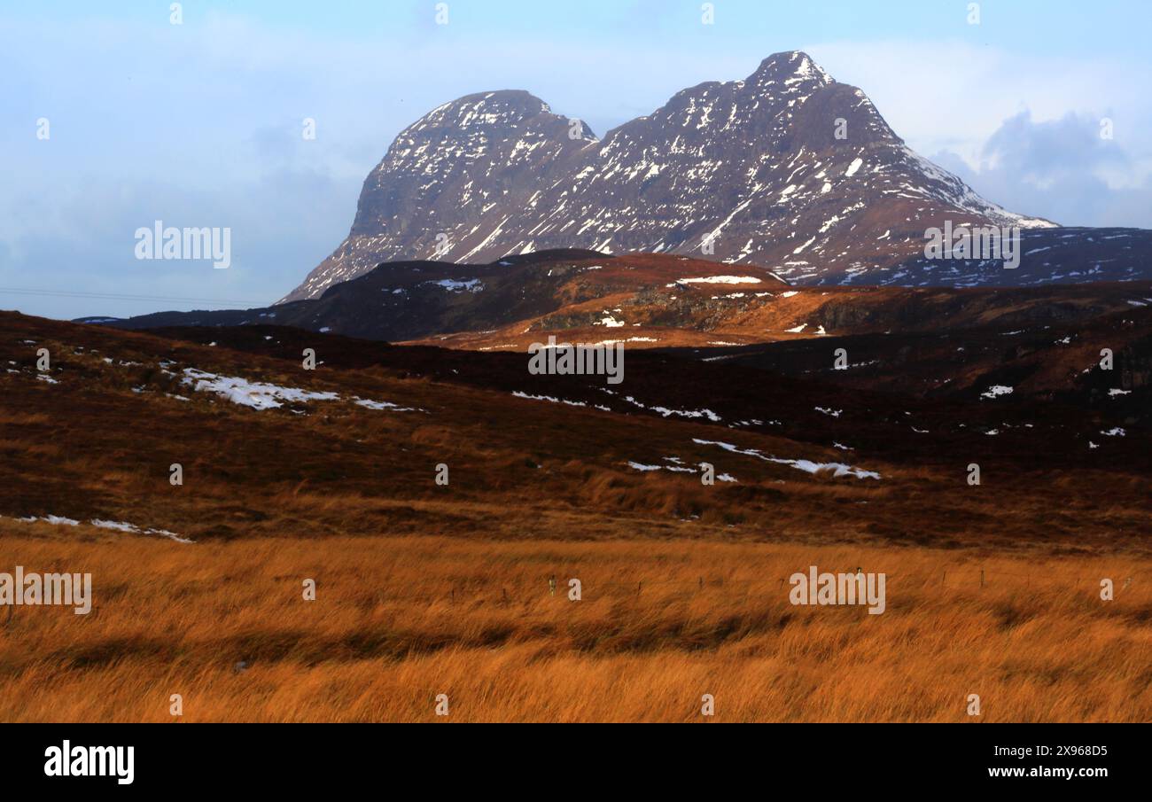 Suilven Mountain, Assynt, Highland, Écosse, Royaume-Uni, Europe Banque D'Images