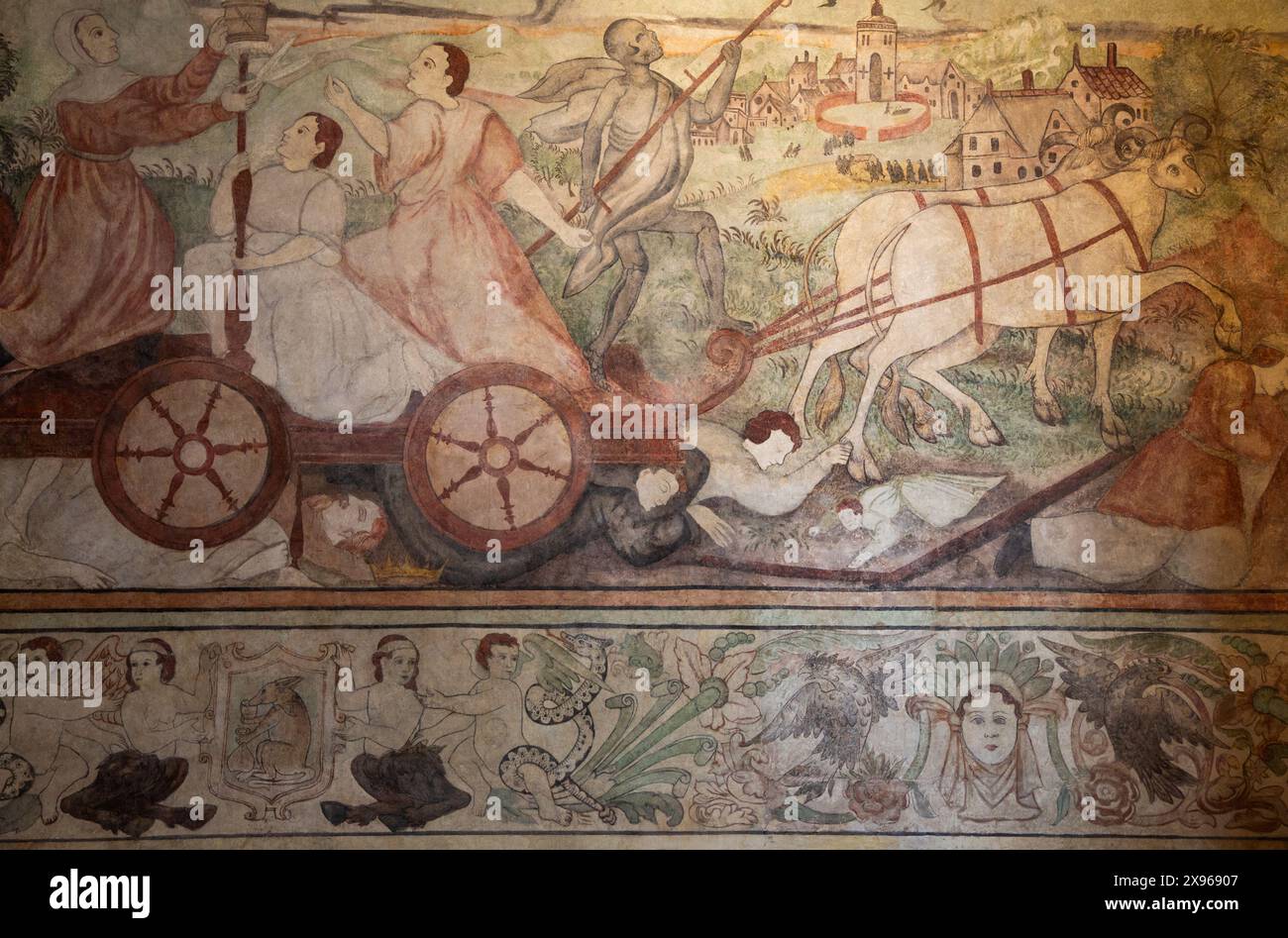 Fresques d'artistes indigènes, XVIe siècle, Casa del Dean, 1580, la plus ancienne maison de Puebla, Centre historique, site du patrimoine mondial de l'UNESCO Banque D'Images