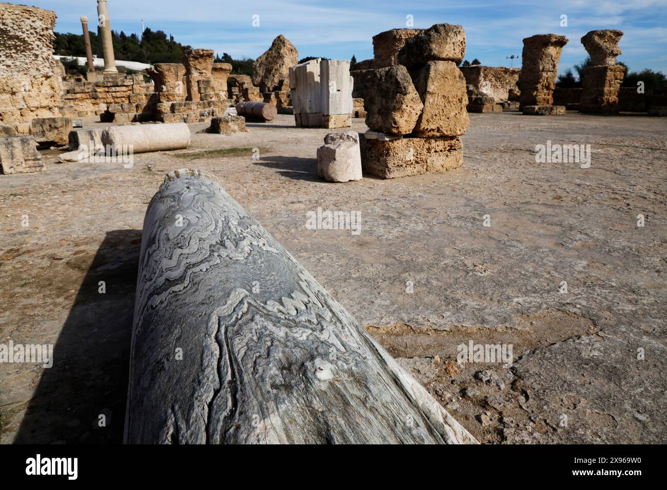Les ruines de l'ancienne ville de Carthage, fondée par les Phéniciens au 9ème cntury av. J.-C., atteignant son apogée au 4ème siècle av. J.-C., centre du C. Banque D'Images