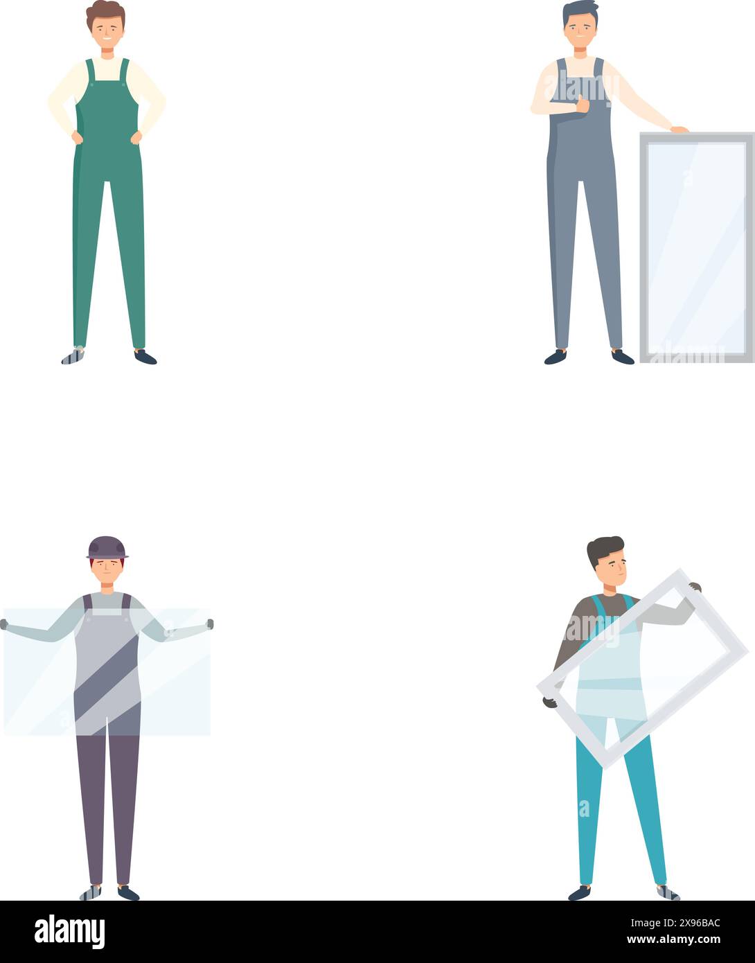 Collection d'illustrations mettant en vedette des hommes d'affaires dans diverses poses avec des signes, idéal pour les présentations Illustration de Vecteur