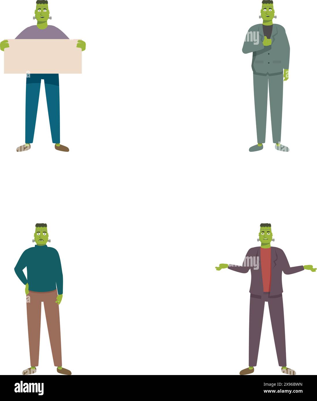 Illustrations vectorielles d'un homme de dessin animé avec diverses expressions et pose sur un fond blanc Illustration de Vecteur