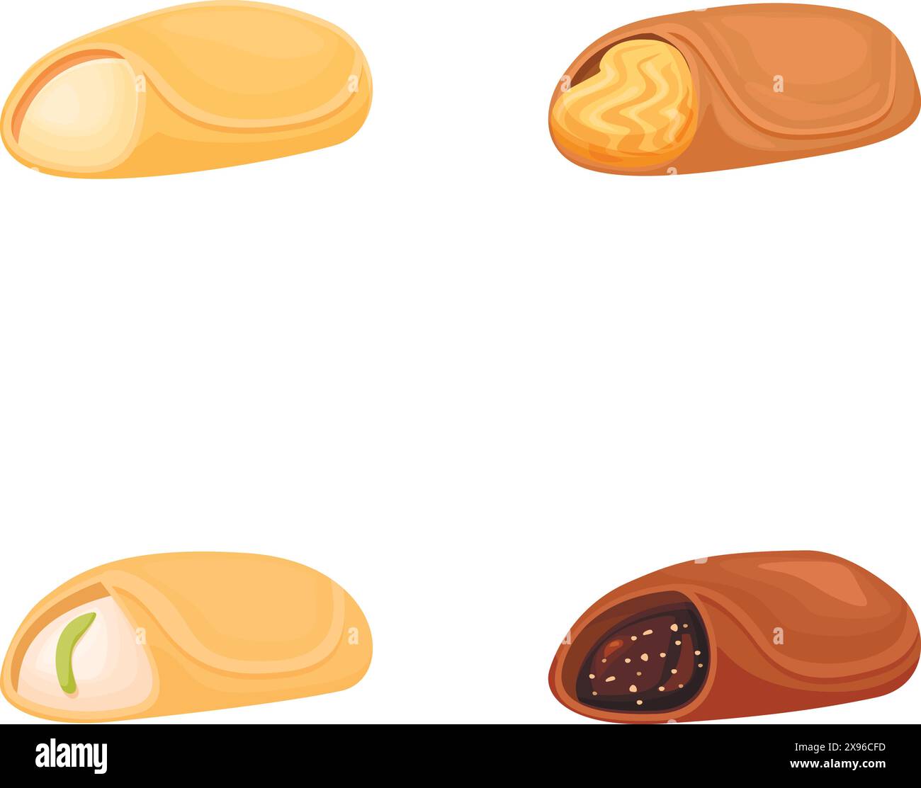 Illustration vectorielle de divers types de pain, y compris le pain à grains entiers et le pain blanc Illustration de Vecteur