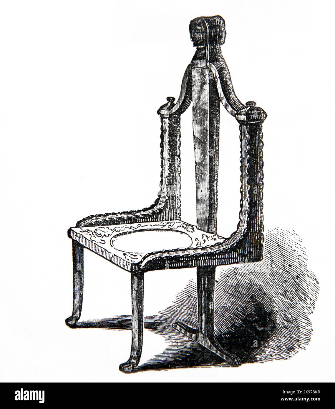 Gravure sur bois d'Un siège du jugement romain de Wilton House dans la Bible de famille illustrée du XIXe siècle Banque D'Images