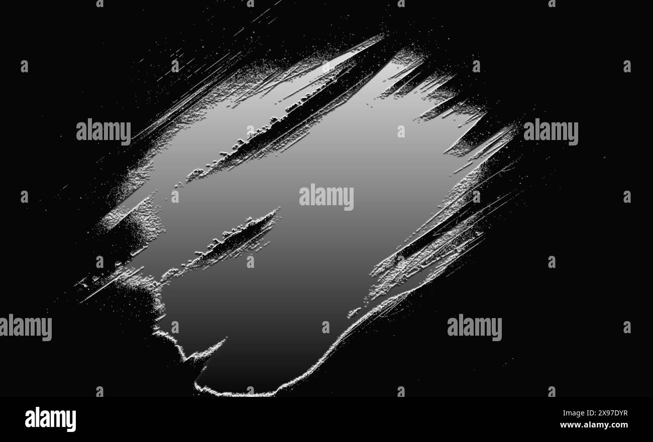 Image abstraite avec des coups de pinceau dégradé noir et blanc, créant une atmosphère texturée et sombre Banque D'Images
