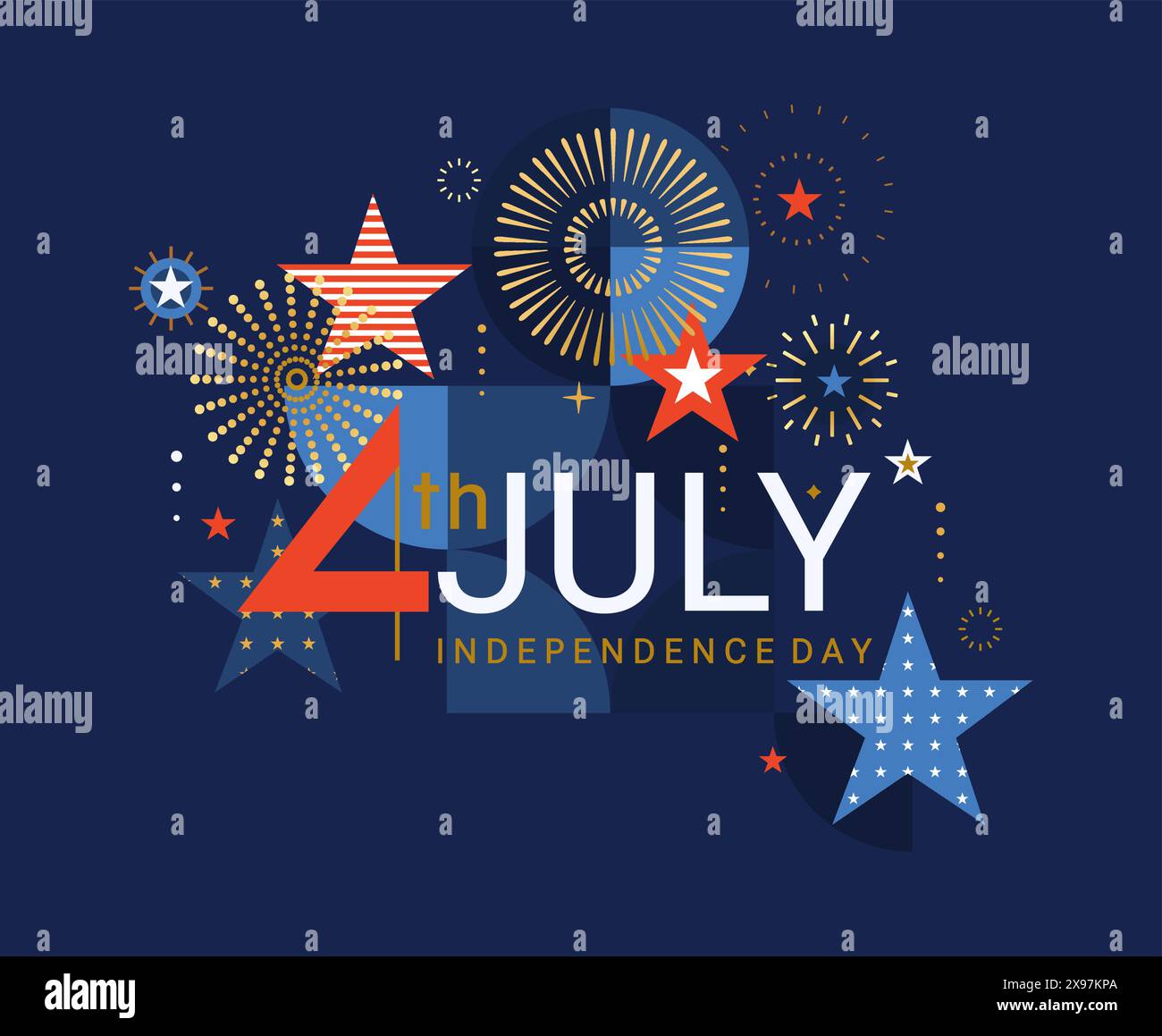 Bonne journée de l'indépendance, carte de voeux pour le 4 juillet. Illustration de Vecteur