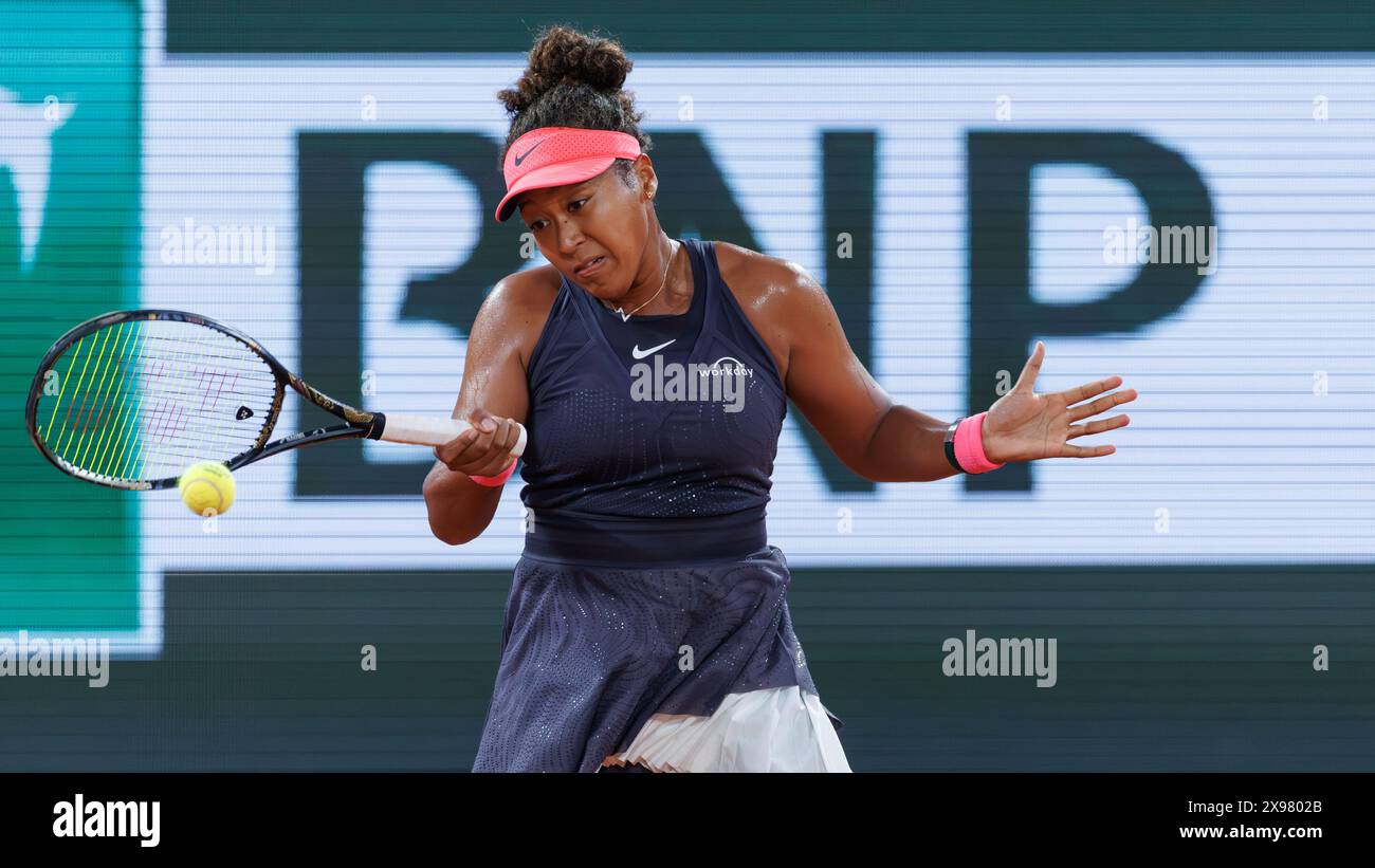Roland Garros, 29 mai 2024 : Naomi Osaka (JPN) lors de l'Open de France 2024. Corleve/Mark Peterson Banque D'Images