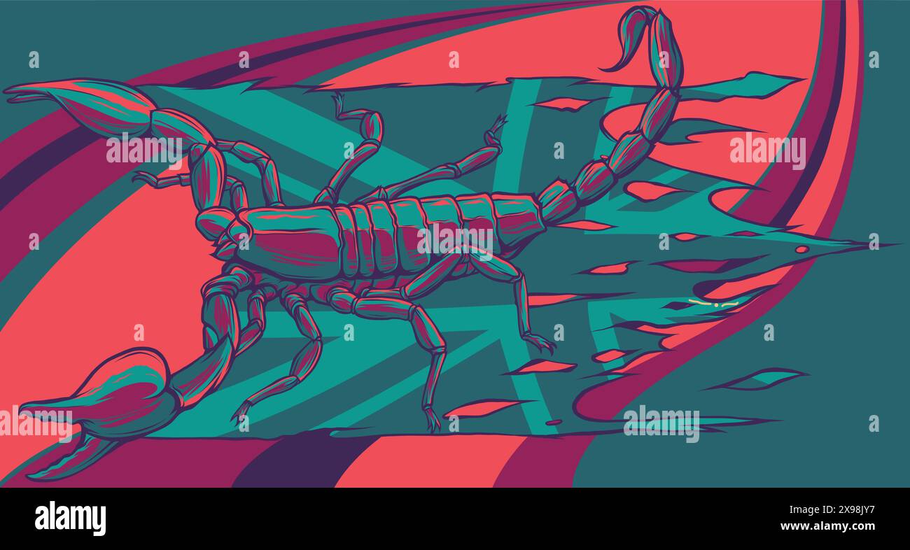 Illustration vectorielle de Scorpion avec drapeau du royaume-uni Illustration de Vecteur
